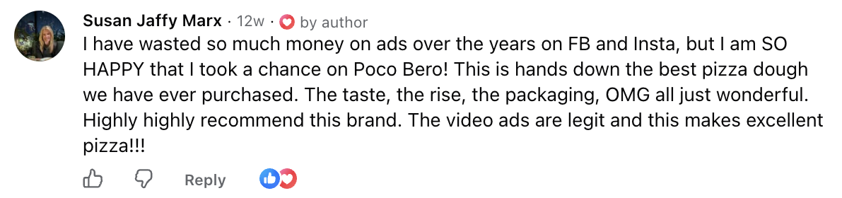 Facebook comment 12 on a Poco Bero ad