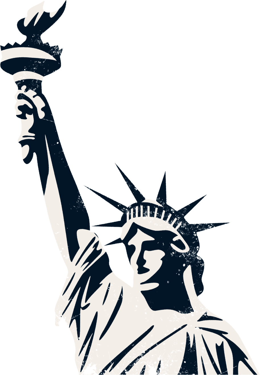 Statue of Liberty illustration in cream on ink navy, the Poco Bero New York mark